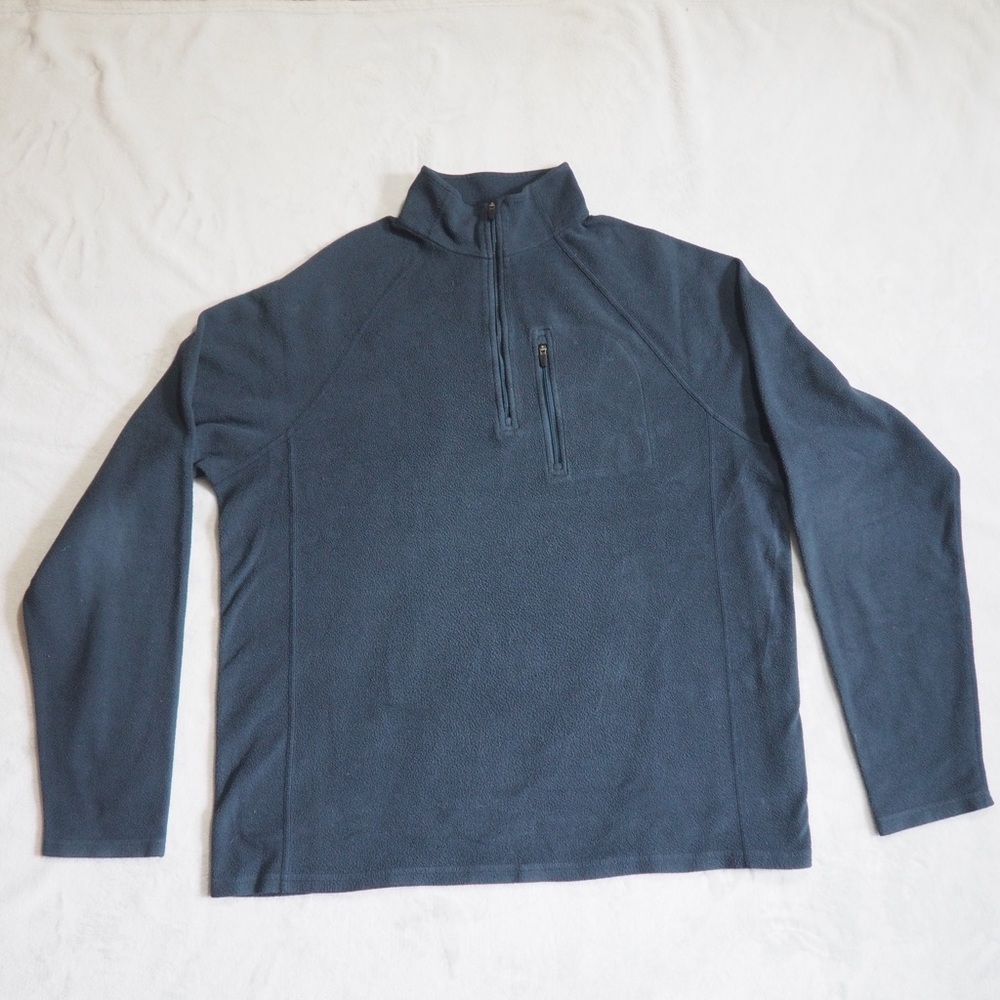 LL Bean Trail Fleece Pullover Quarter Zip Sweatshirt Men’s Size L Navy